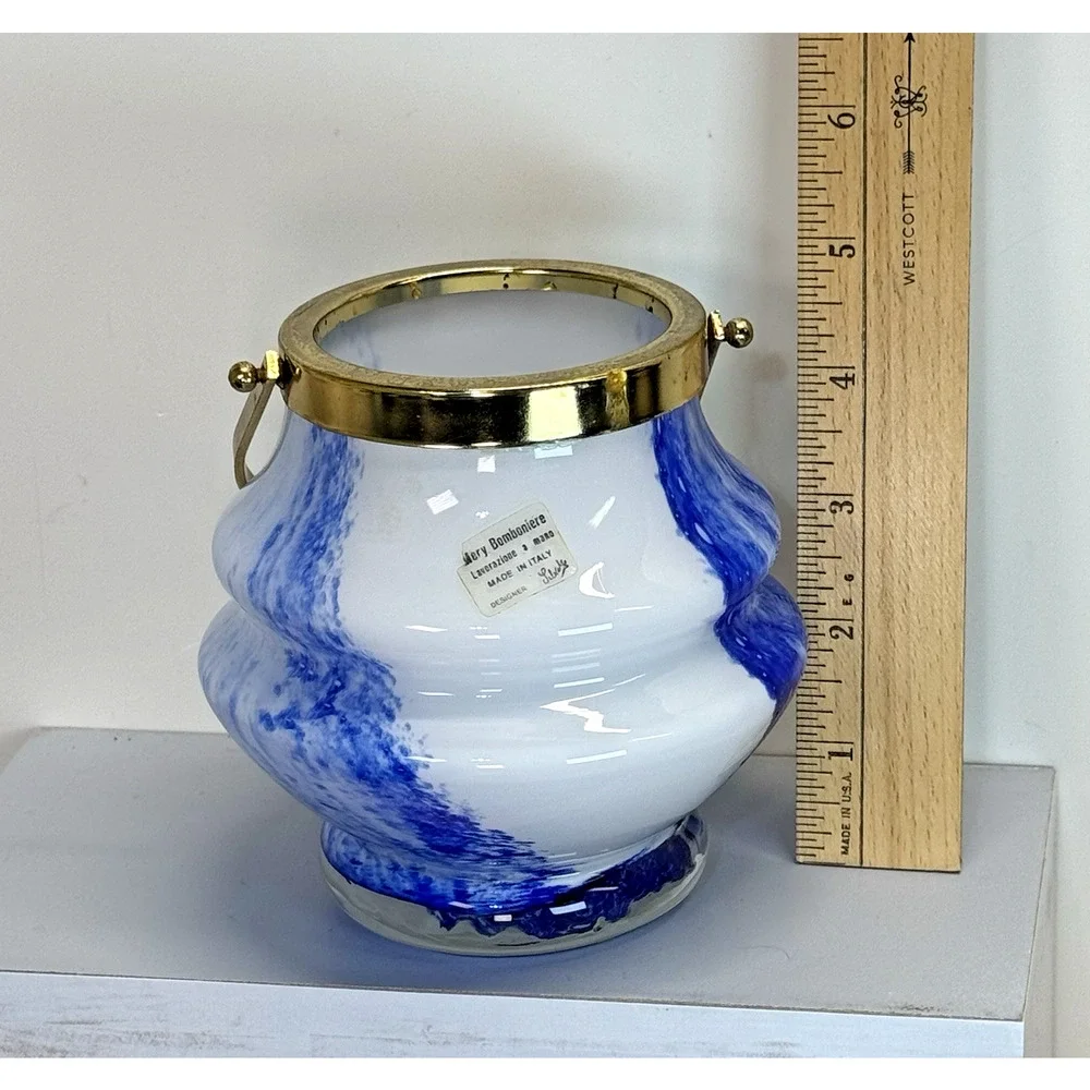 Vtg Handblown Art Glass‎ Mery Bomboniere Lavorazione a Mano Italy Candle Lantern
